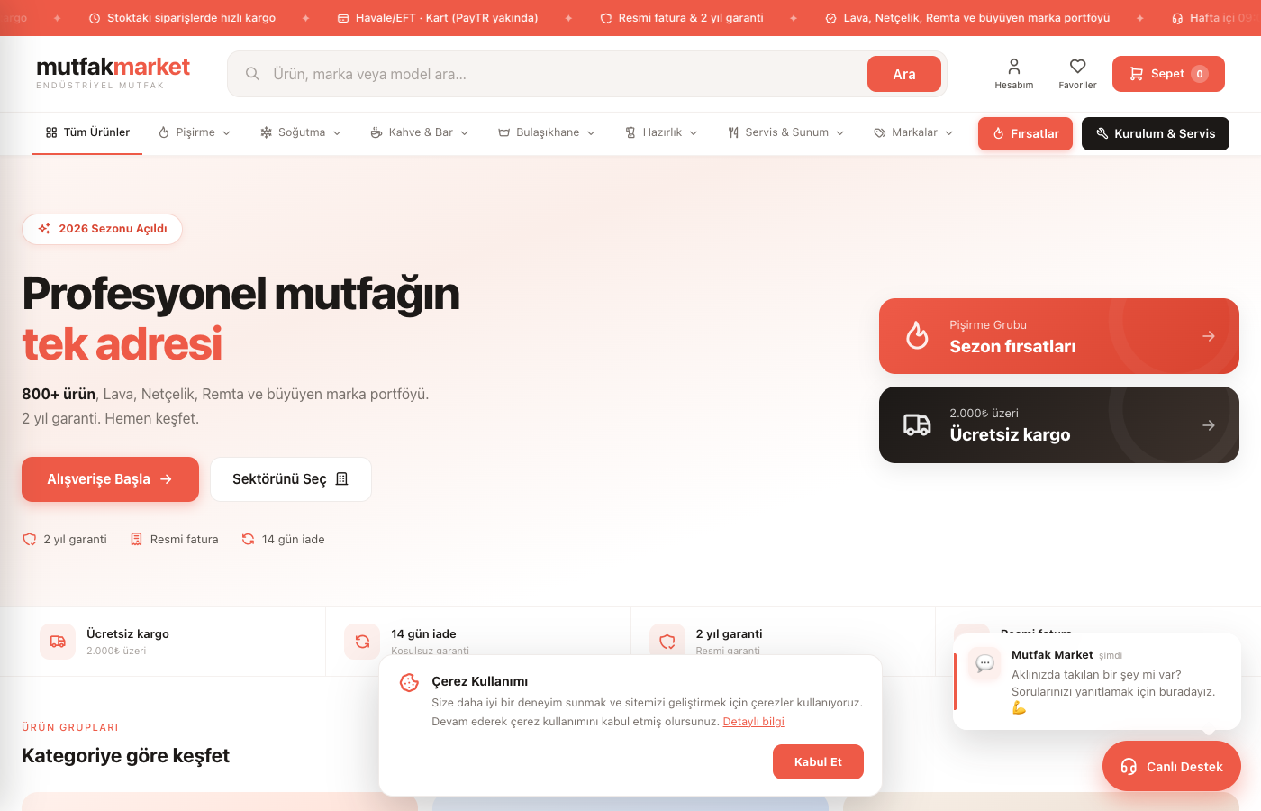 Mutfak Market site önizlemesi